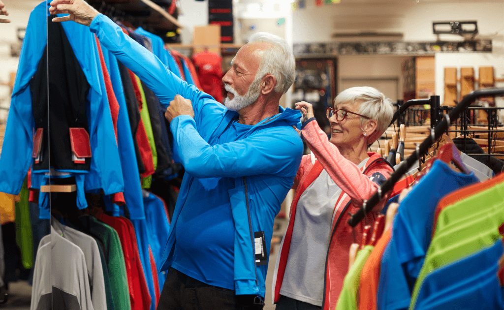 Two elderly couple shopping