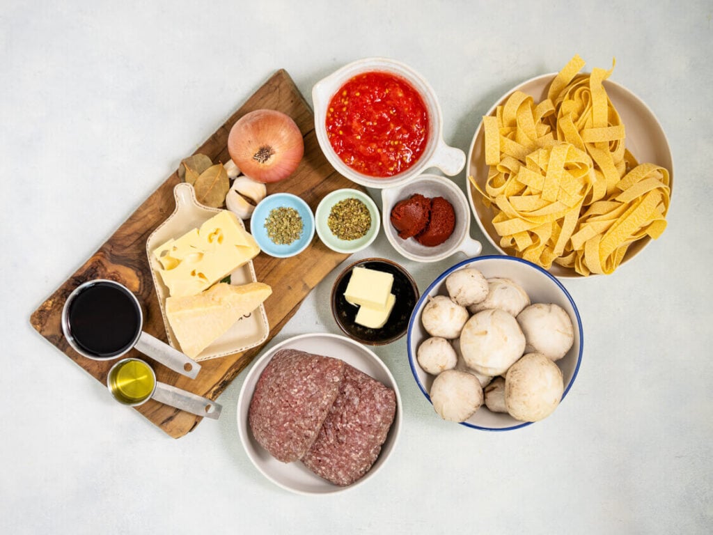 Beef And Mushroom Bolognese ingredients