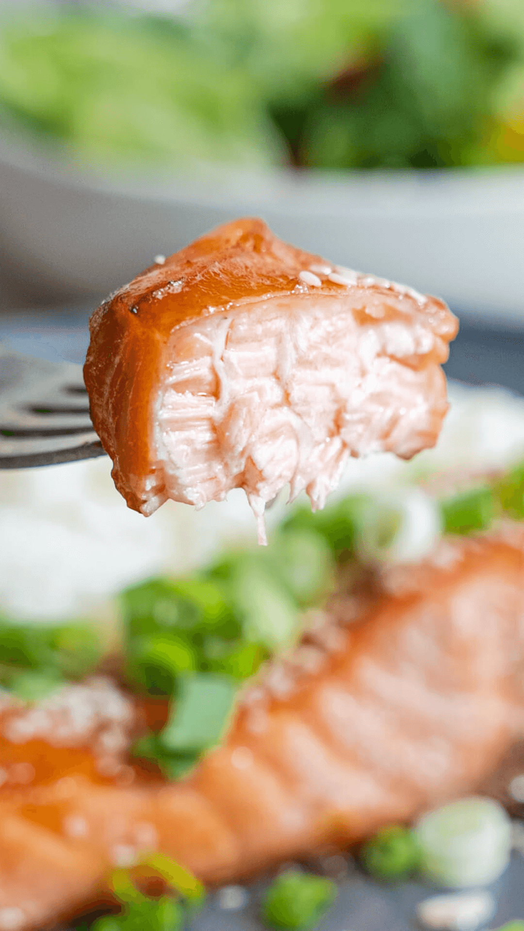 Closeup of Honey Sriracha Salmon