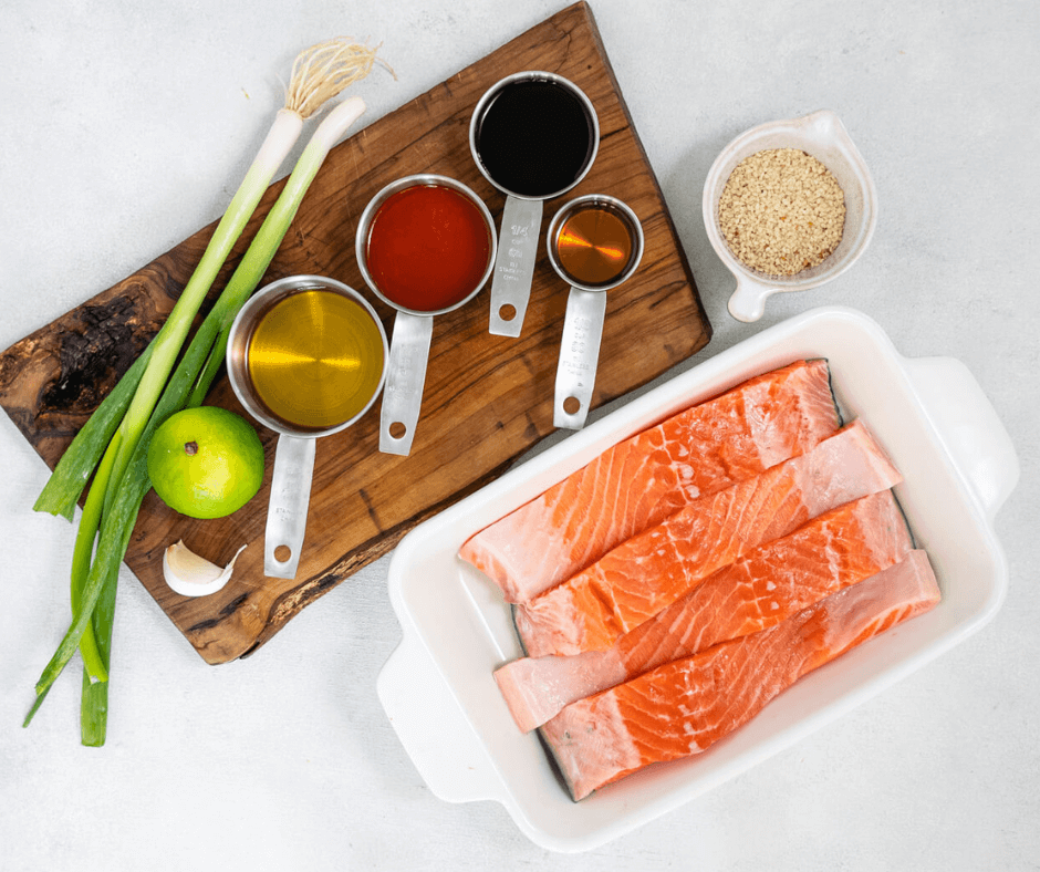 Ingredients for Honey Sriracha Salmon recipe