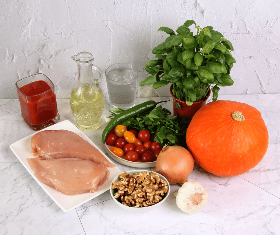 Ingredients for Stuffed Pumpkin with Chicken and Walnut