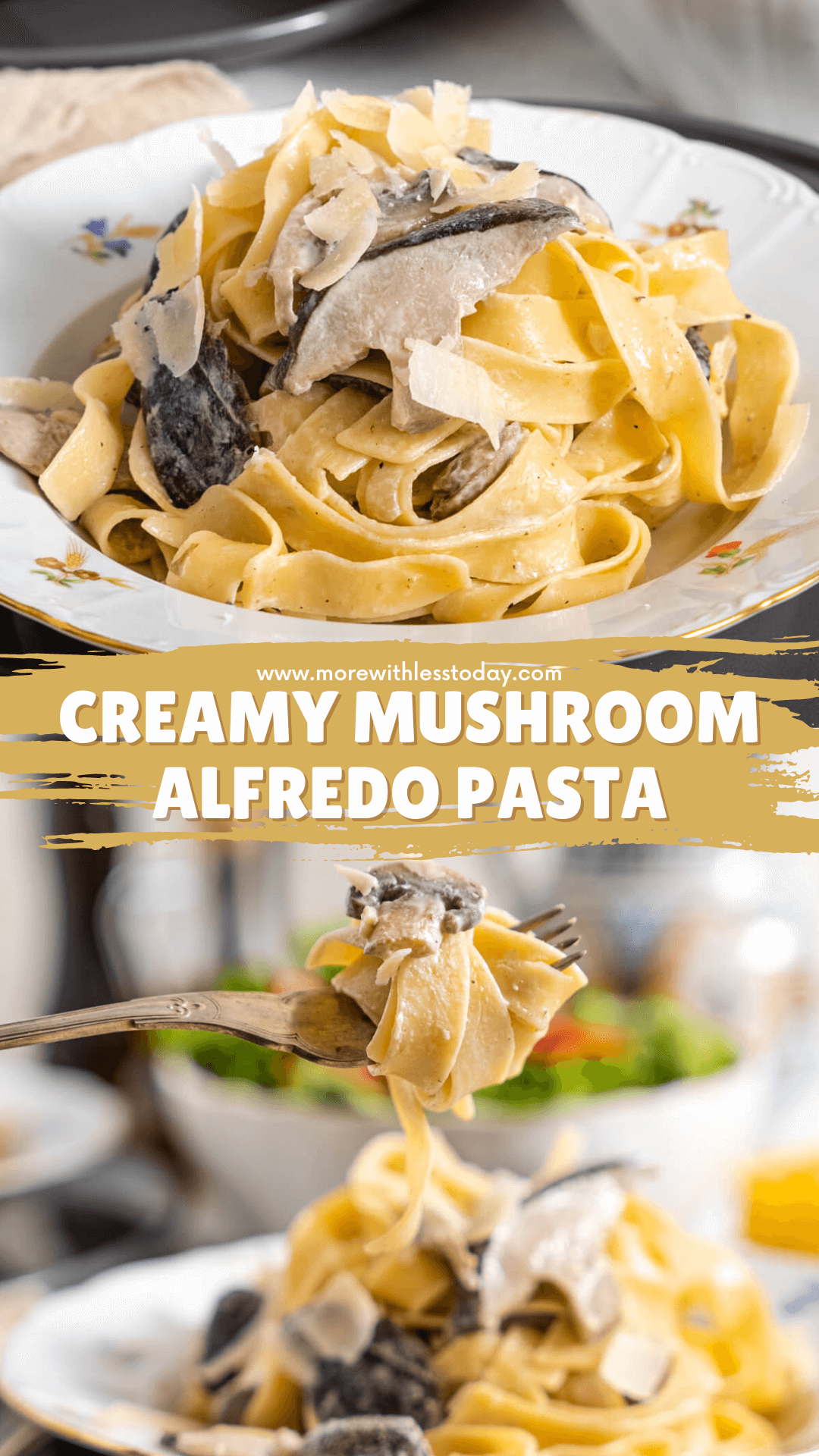 PIN for Creamy Mushroom Alfredo Pasta Recipe