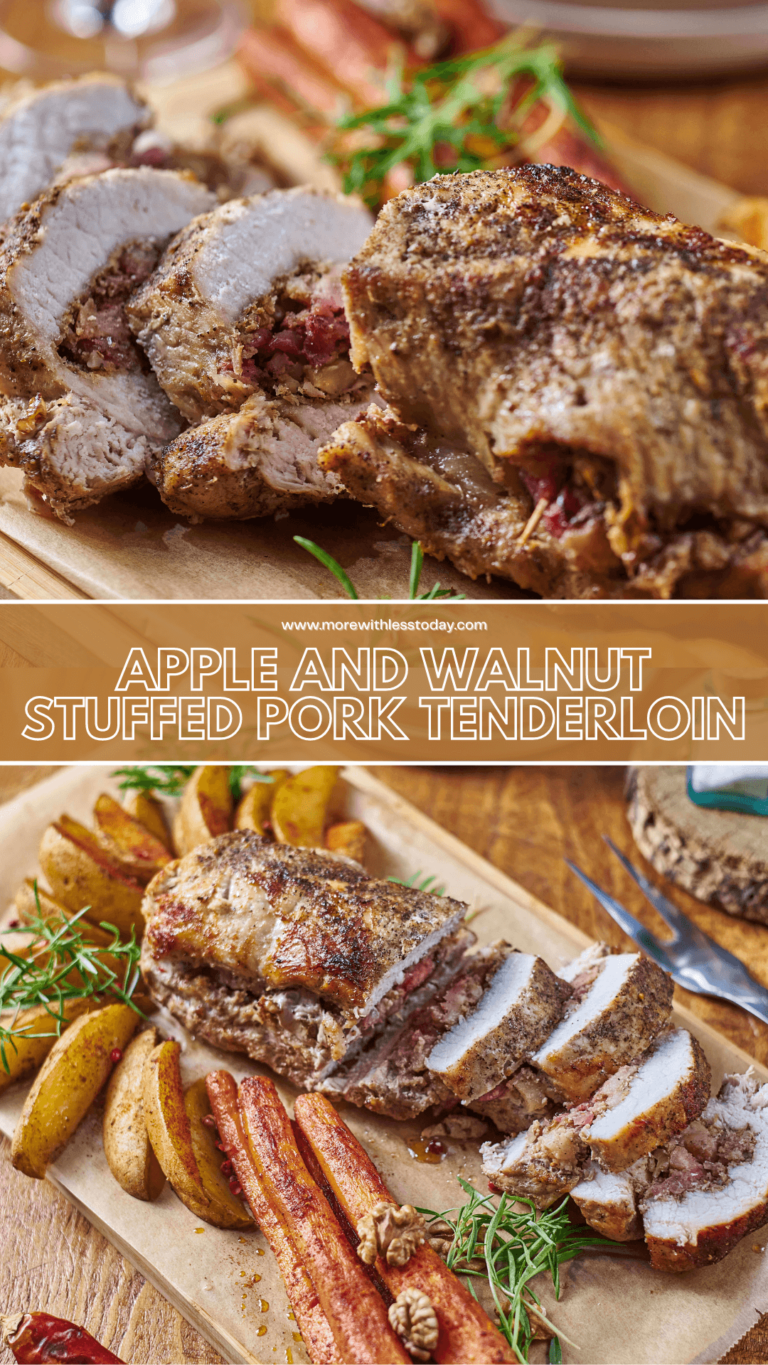 Easy Apple and Walnut Stuffed Pork Tenderloin - More With Less Today