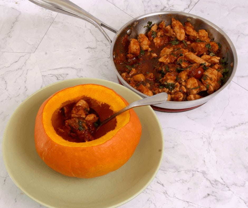 Delicious Stuffed Pumpkin with Chicken and Walnuts &ndash; a Dinner Idea for Leftover Pumpkins