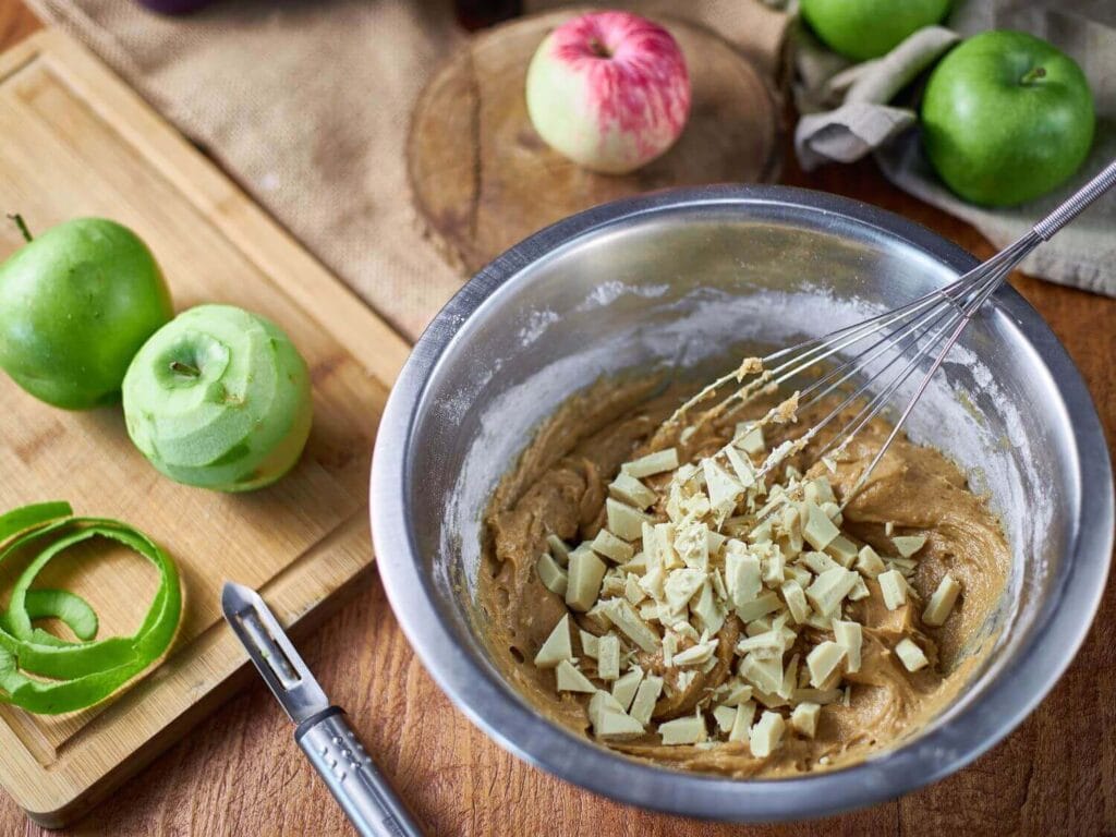 apples in the blondies batter