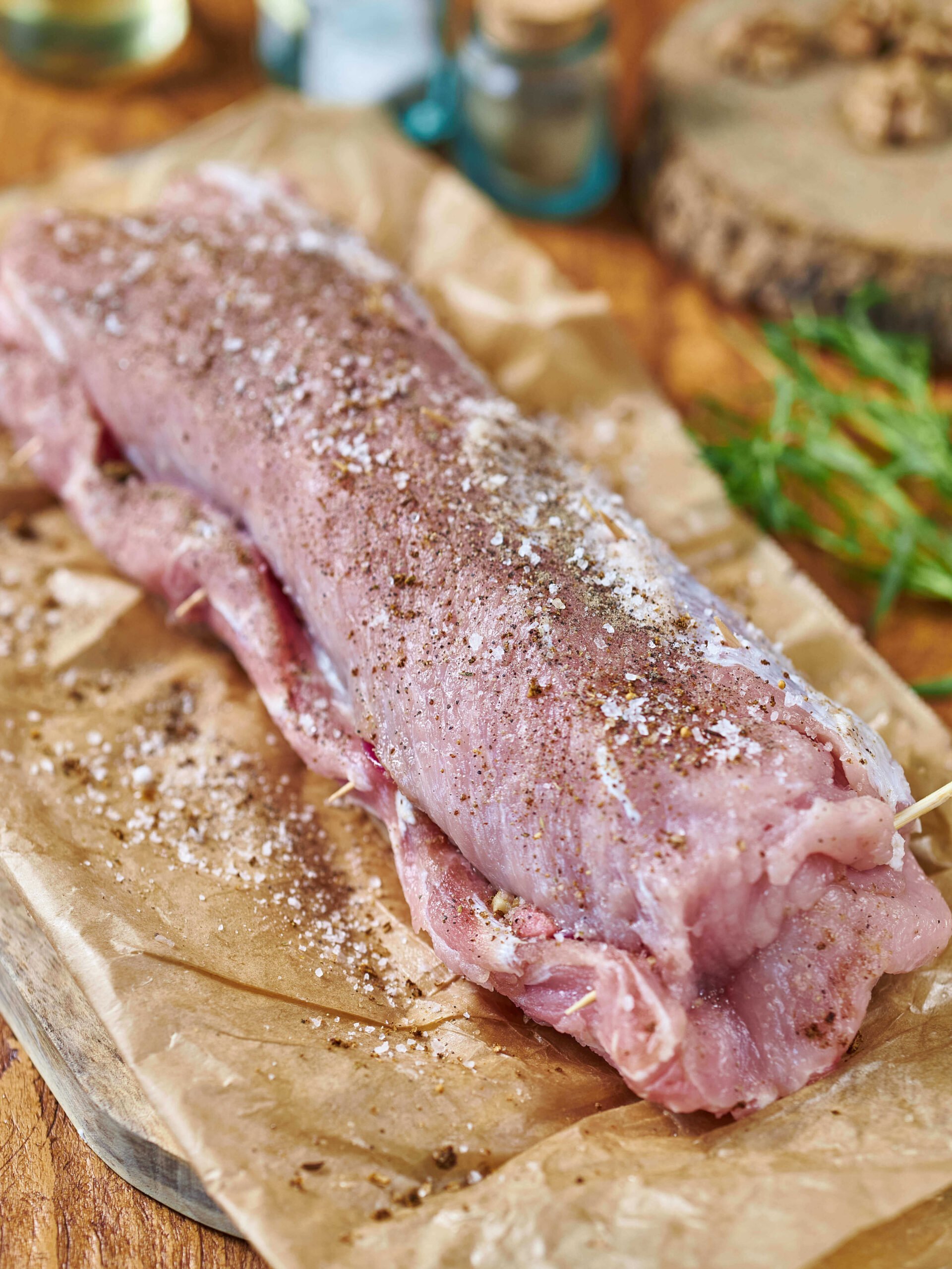 tenderloin secured with toothpicks