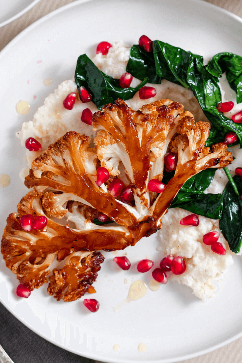 A close up of Easy Roasted Cauliflower Steak