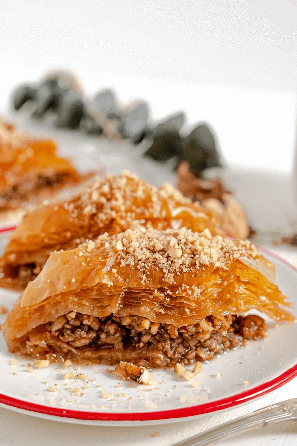 A closeup of Easy Honey Walnut Baklava