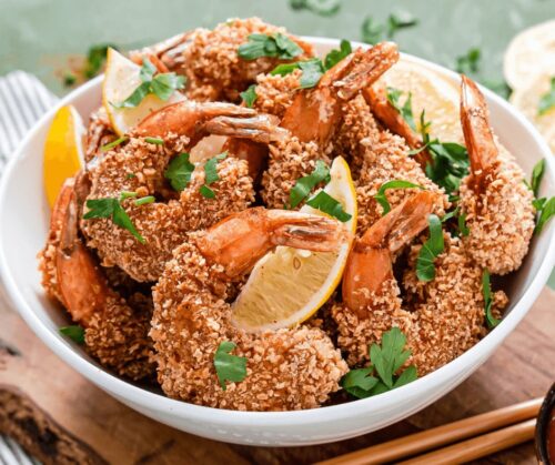 A serving of Crispy Panko Fried Shrimp