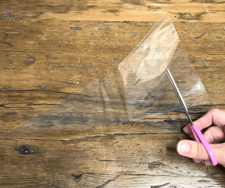 Cutting the clear cellophane