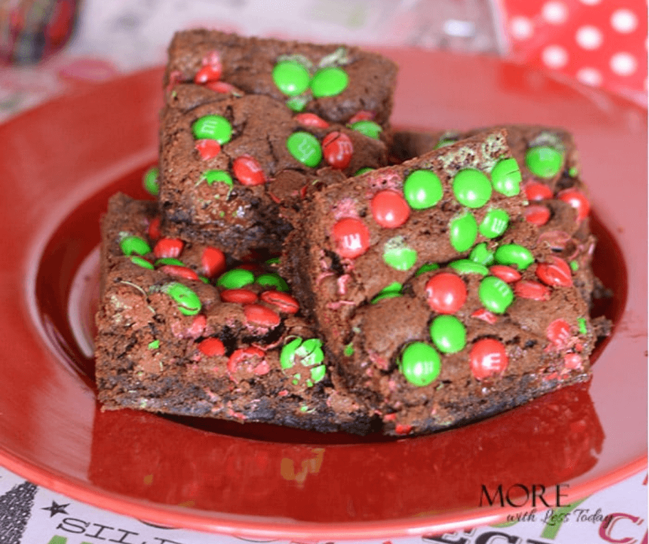 Double Chocolate Cookie Bars served on a red plate