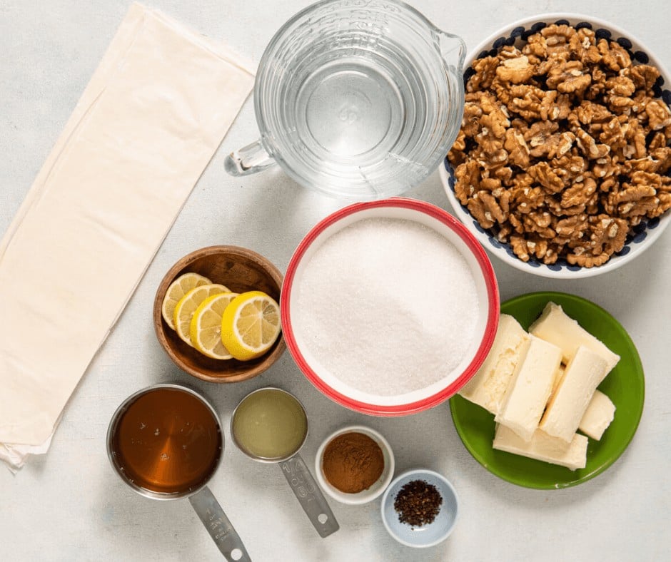 Easy Honey Walnut Baklava ingredients