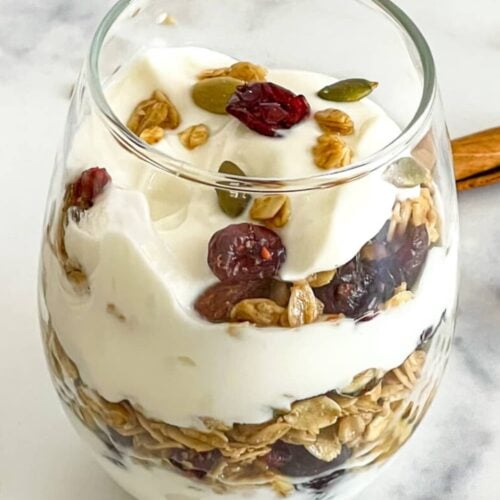 Greek Yogurt Breakfast Parfait in a glass