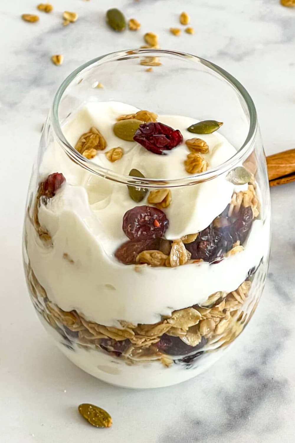 Greek Yogurt Breakfast Parfait in a glass