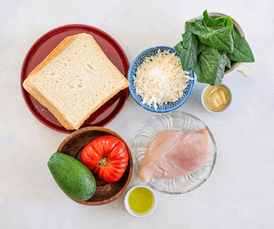 Ingredients for Chicken and Avocado Panini