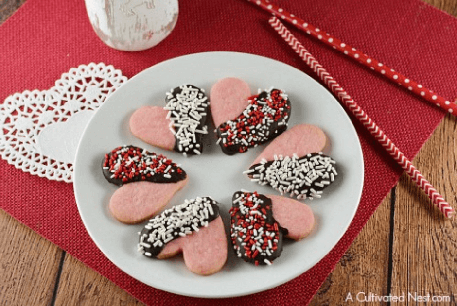 Chocolate-Dipped Shortbread Cookies - Valentine's Day Desserts for the Chocolate Lover