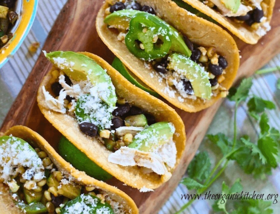 Fresh Corn, Black Bean and Avocado Tacos