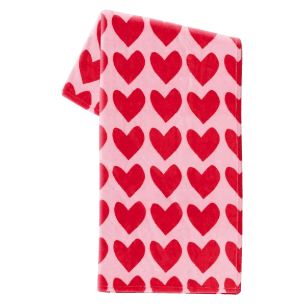 Heart Printed Plush Valentine's Day Throw Blanket