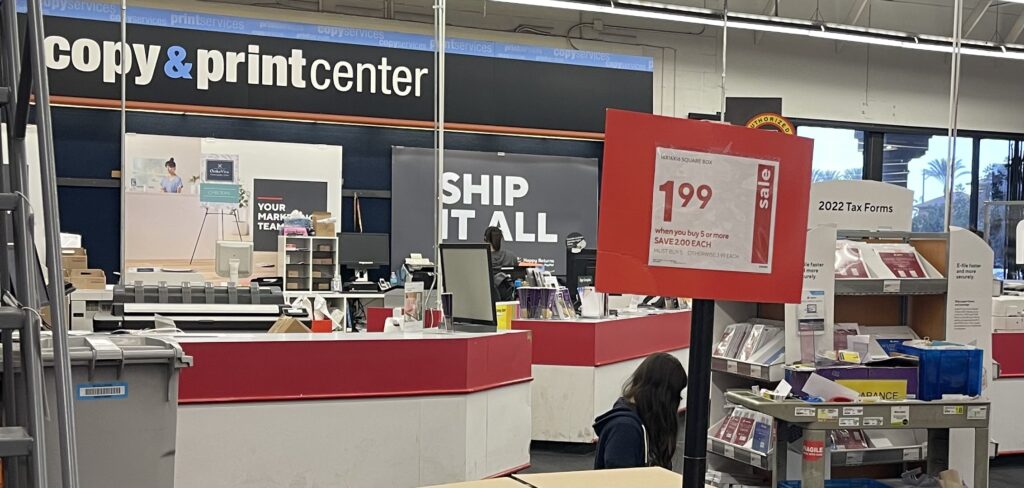 photo of copy and print center at Staples