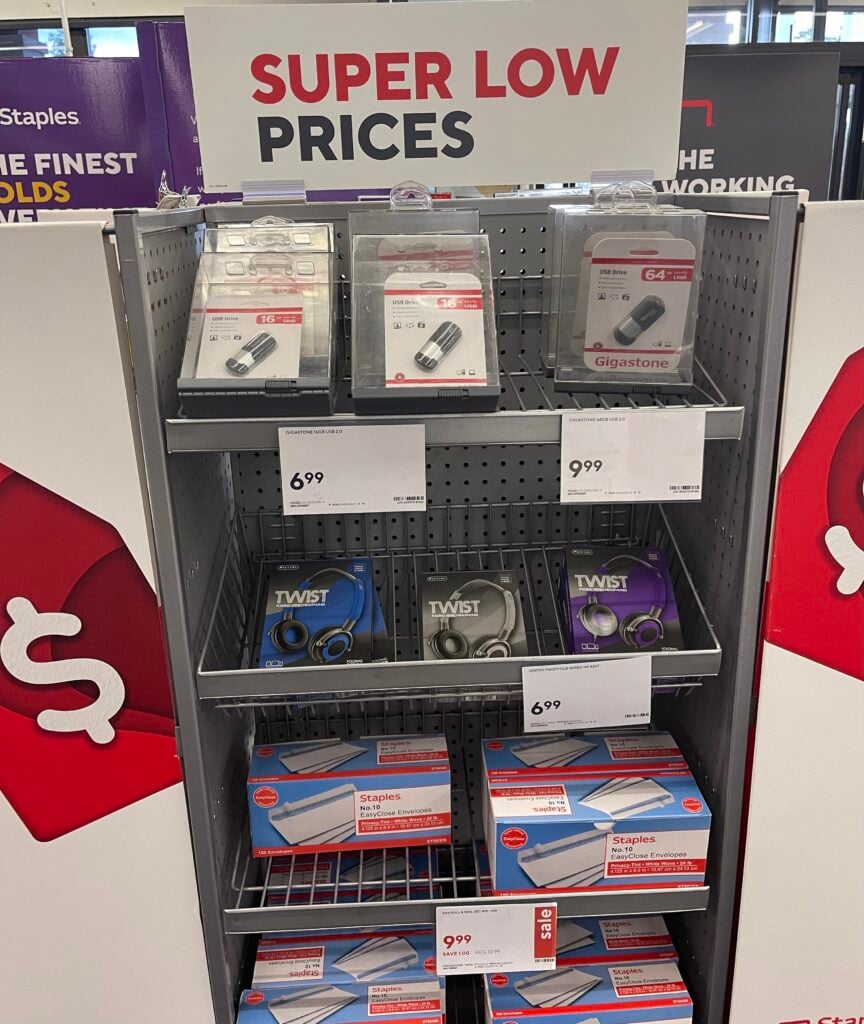 photo of super low prices sign at Staples