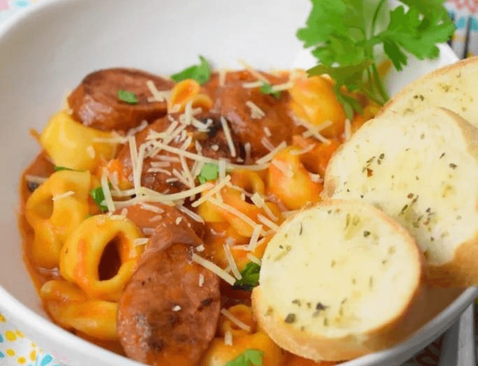 One Pan Creamy Tortellini & Sausage