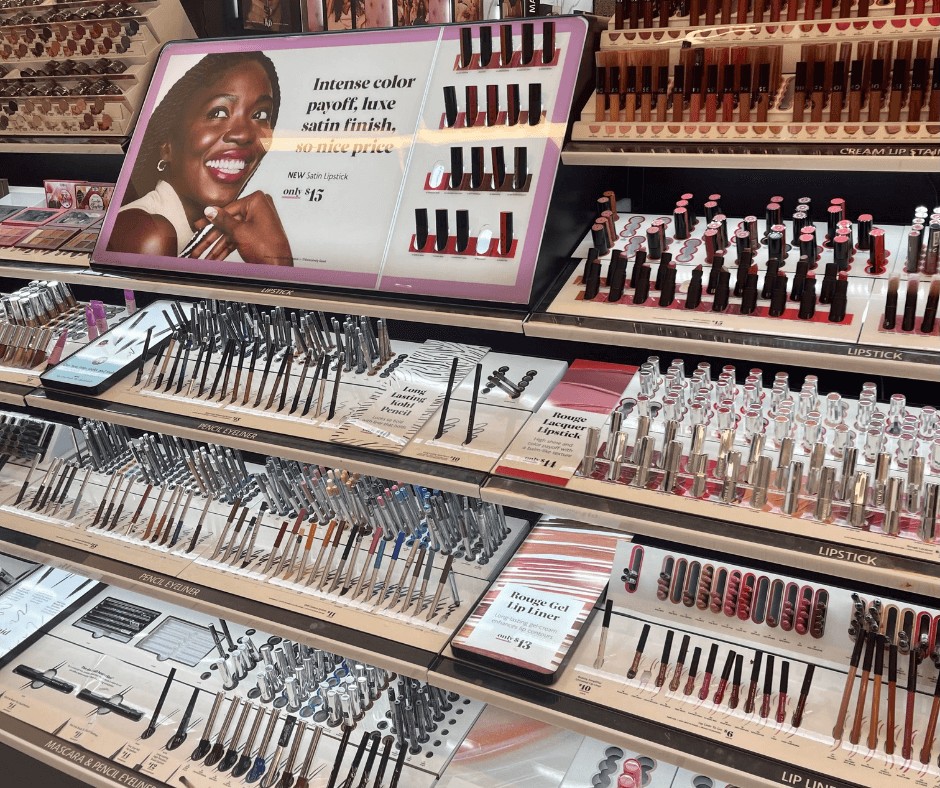 A row of makeup items in Sephora - Makeup Return Policies