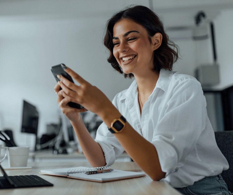 A woman chatting with a potential buyer