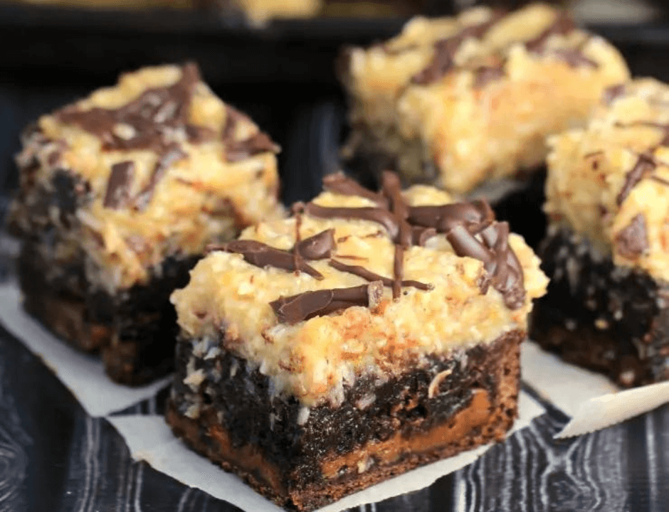 Caramel Stuffed German Chocolate Brownies