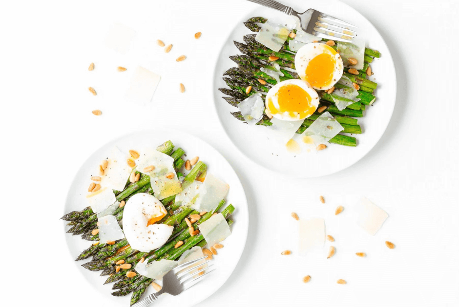 Roasted Asparagus with Egg and Parmesan Salad