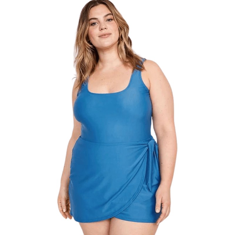 Wrap-Front Swimsuit Dress