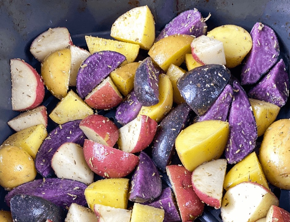 sliced potatoes in the air fryer