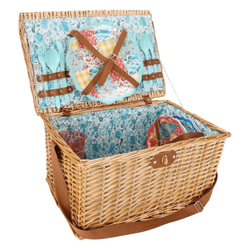 15-Piece Service for Two Picnic Basket Set from The Pioneer Woman Clearance