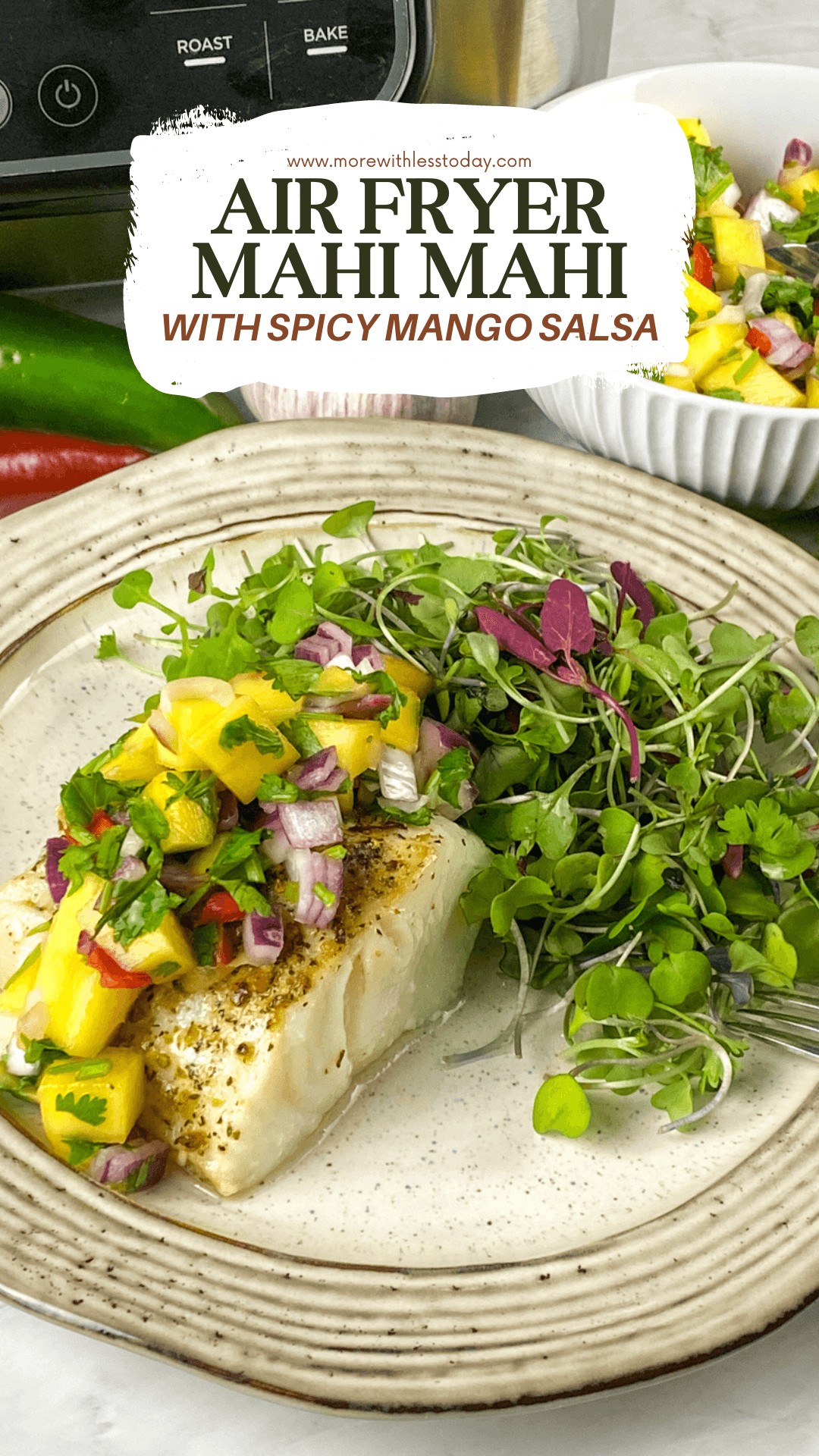 Healthy Air Fryer Mahi Mahi with Spicy Mango Salsa