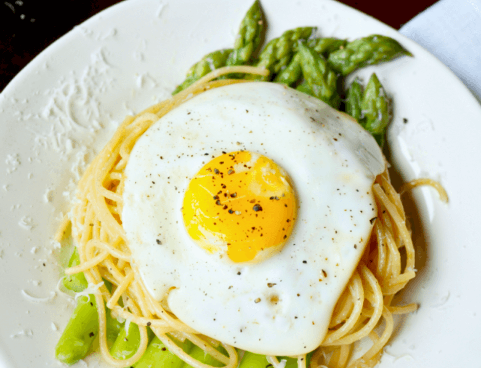 Asparagus Fried Egg Spaghetti - Delicious Asparagus Recipes You Must Try