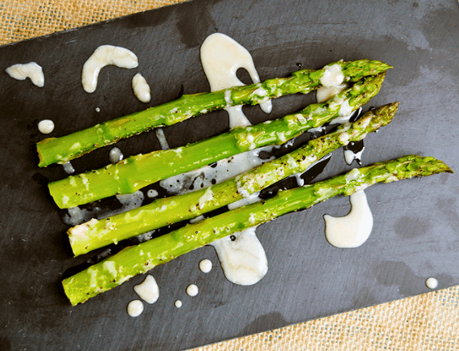 Asparagus with Honey Goat Cheese Drizzle