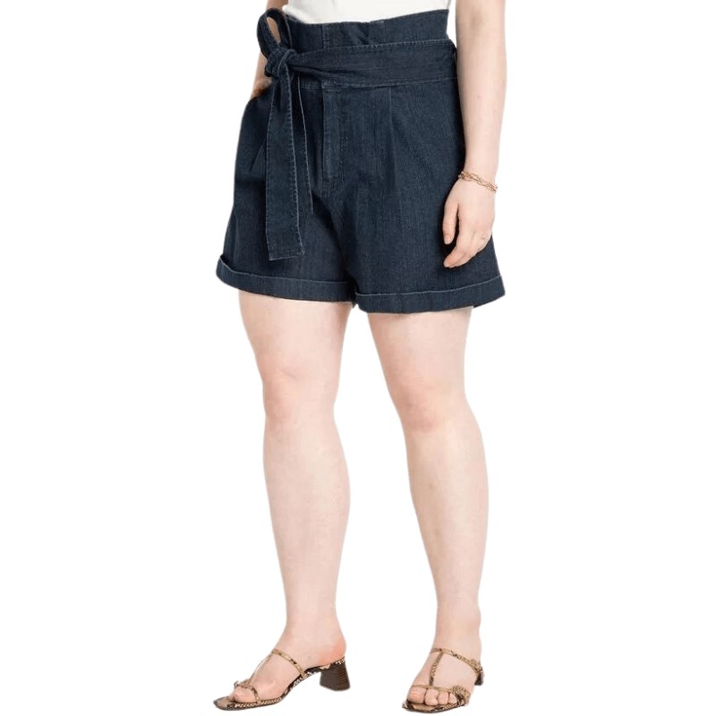 Denim Shorts With Belt - Eloquii - Stores with Plus Size Options for Women