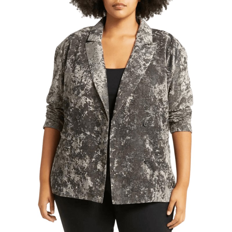 Double Breasted Crushed Velvet Blazer