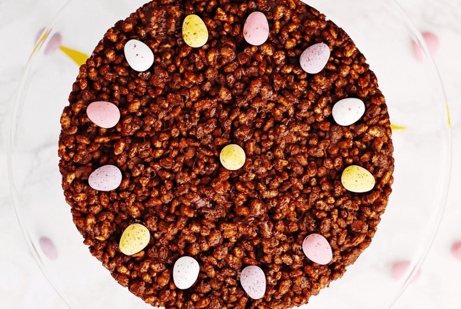 Egg Shaped Chocolate Rice Krispie Cake - Easter Desserts