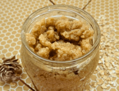 Homemade Oatmeal Honey Face Scrub in a clear mason jar