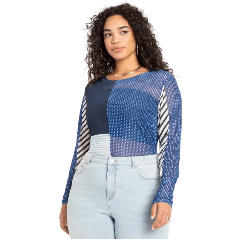 Mesh Crew Neck Top