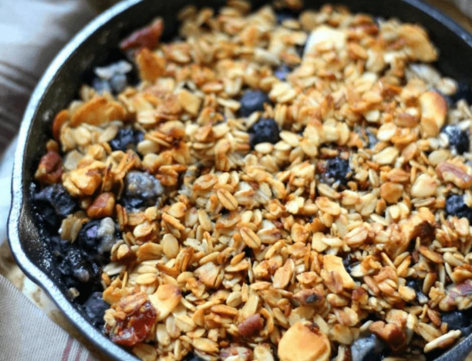 Skillet Blueberry Crisp For Two (Gluten-Free, Vegan)