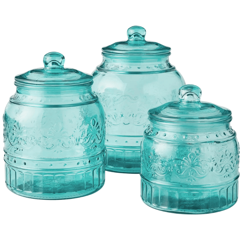 Teal Cassie Glass Canister Set - The Pioneer Woman Clearance