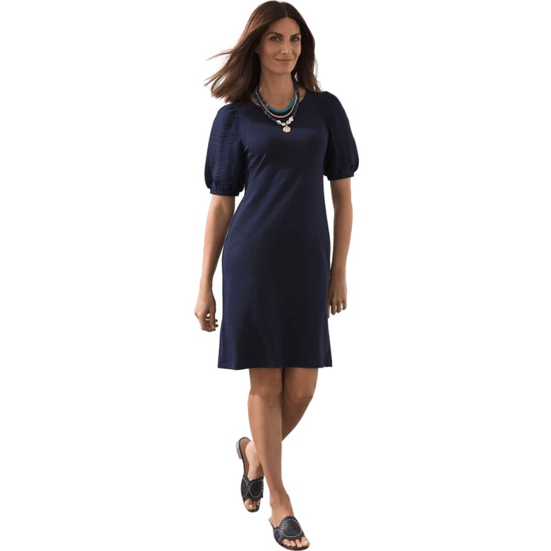 Textured Puff Sleeve Short Dress from Chico's Clearance