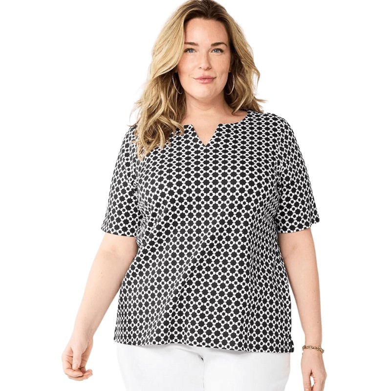 Three Quarter Sleeve Splitneck Top