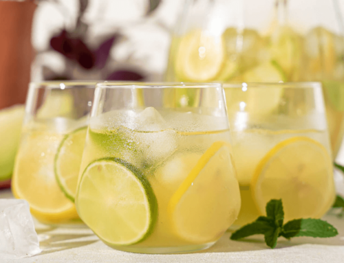 Three cold glasses of Easy Melon and Apple Sangria