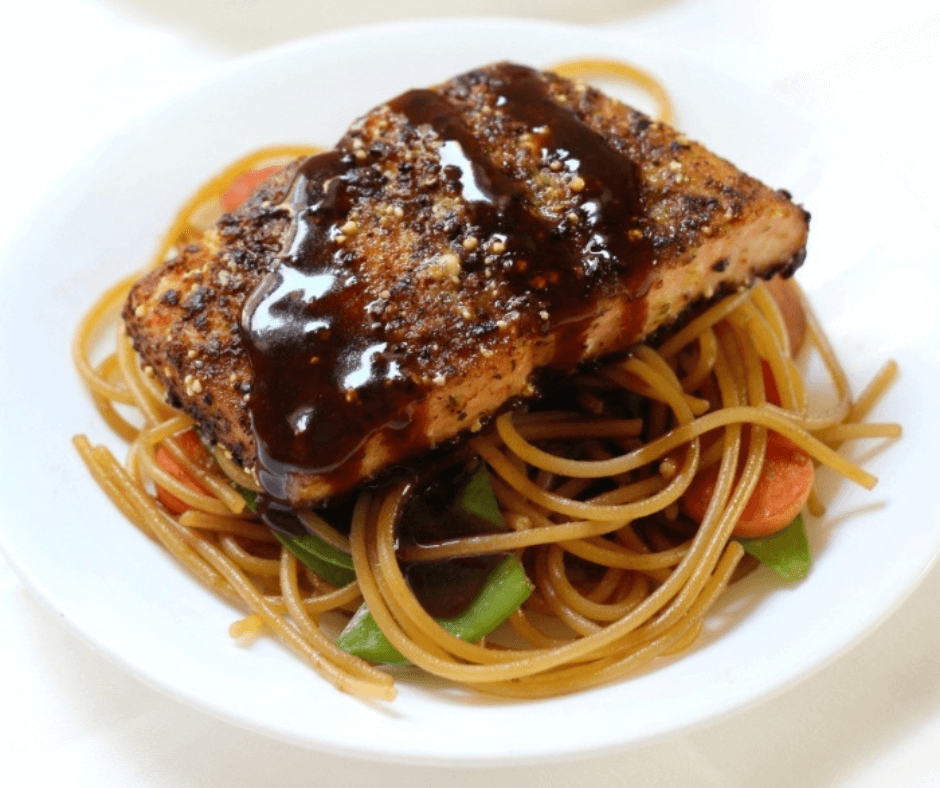Citrus Ginger Salmon with Garlicky Noodles