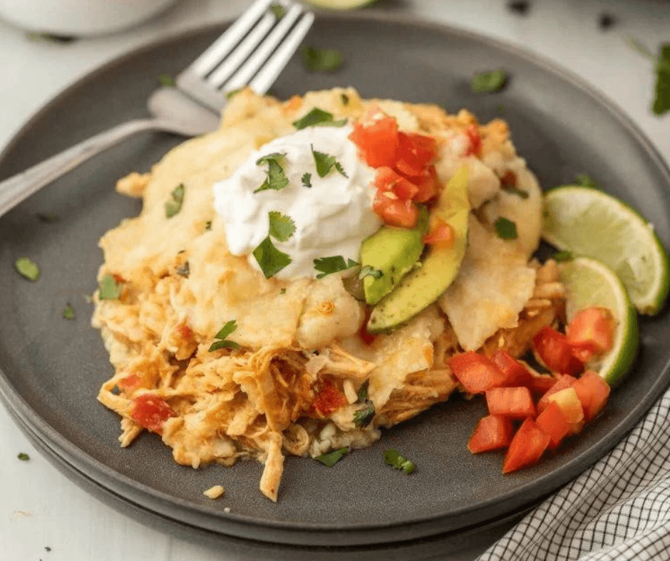 Crock Pot Chicken Enchilada Casserole