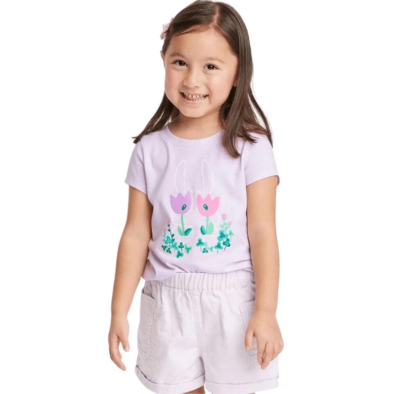 Girls' Bunny & Flowers Short Sleeve T-Shirt