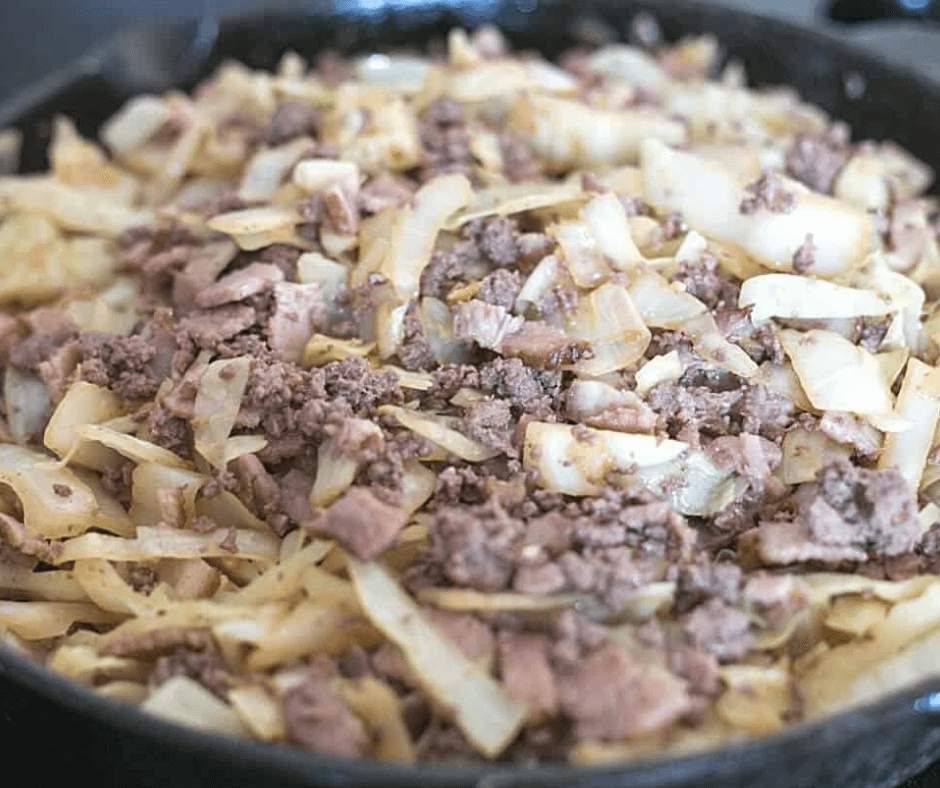 Ground Beef and Cabbage Stir Fry with Bacon