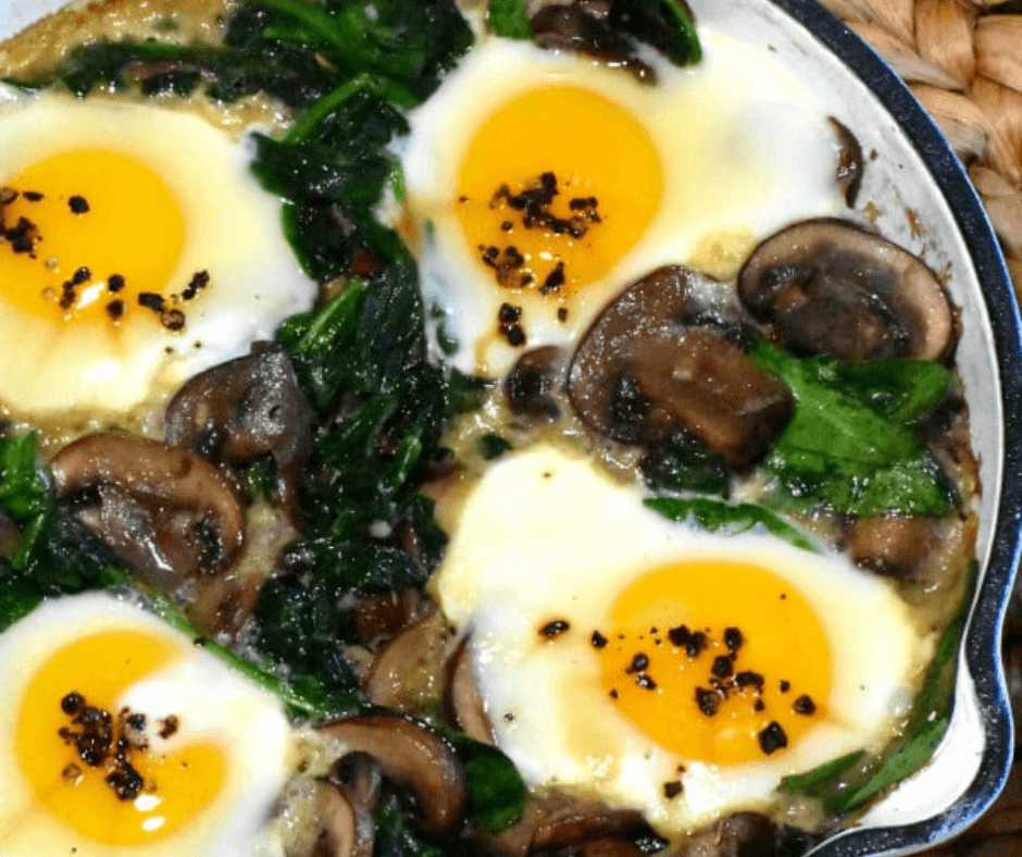 Mushroom Spinach and Egg Breakfast